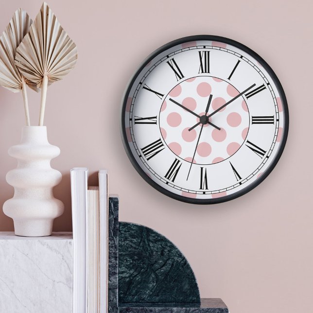 Horloge Pois rose élégant fille (Créateur téléchargé)
