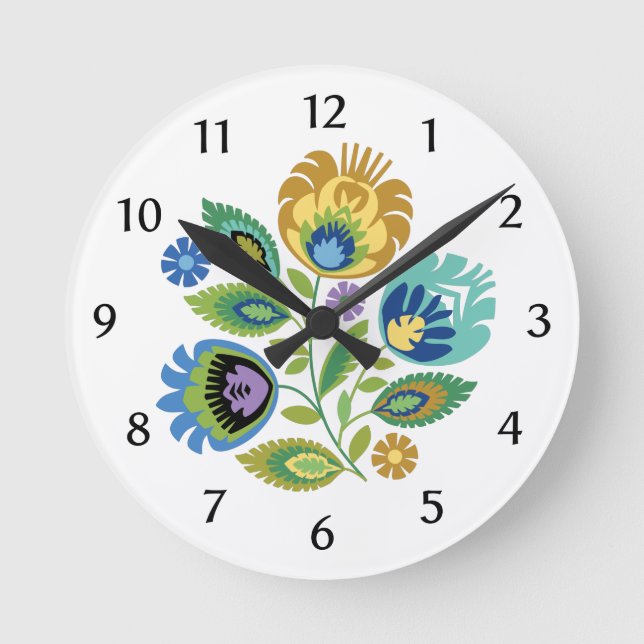 Horloge polonaise en ocre jaune floral (Recto)