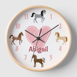 Horloge Ponts et Cheval de Coeur Rose personnalisés