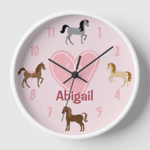 Horloge Ponts et Cheval de Coeur Rose personnalisés
