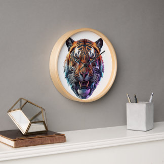 Horloge Portrait de Tigre Bio-Mécanique Cybernétique