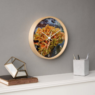 Horloge Poulet orange du champignon des bois