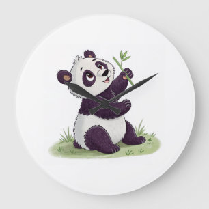 Horloge pour amateur de pandas   Décoration murale