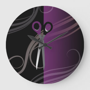 horloge pourpre élégante de salon de coiffure
