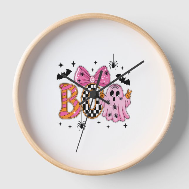 Horloge Preppy Éffrayant Halloween Boo (Recto)