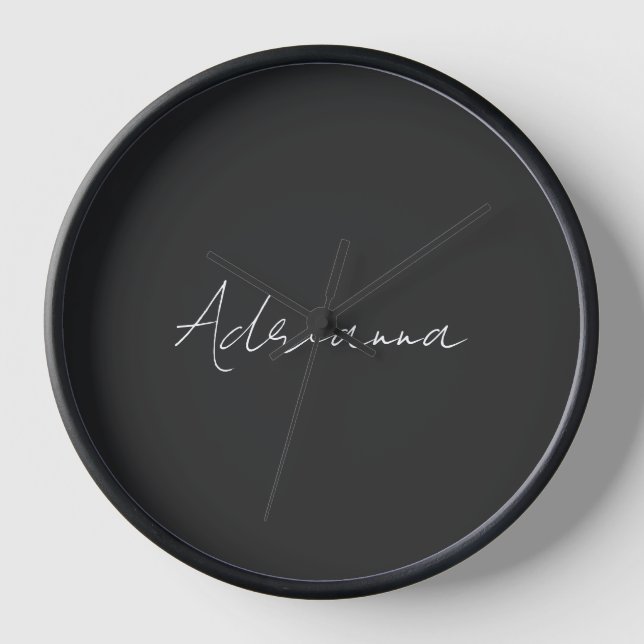 Horloge Professionnel noir ajouter votre nom écriture manu (Recto)