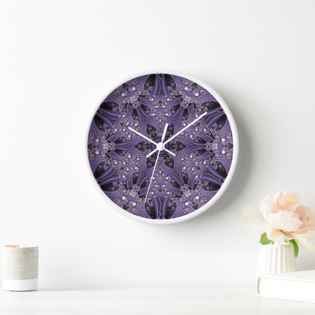 Horloge Purple Mandala Géométrique Florale Psychédélique T (Maison)