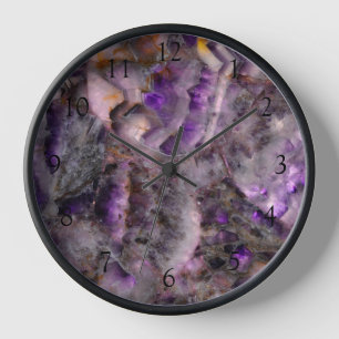 Horloge Quartz d'Améthyste violet Abstrait, granit violet