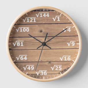 Horloge racine carré - Horloge mathématique en boi