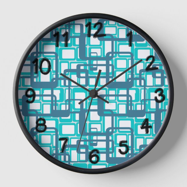 Horloge Rectangles modernes ouvertes du milieu du siècle (Recto)