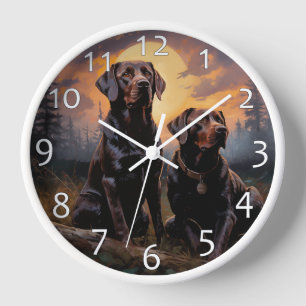 Horloge Récupérateurs du Labrador pendant une nuit illumin