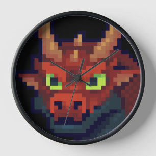 Horloge Red Dragon, art pixelisé
