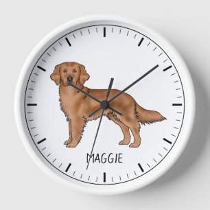 Horloge Red Golden Retriever mignon chien avec nom personn