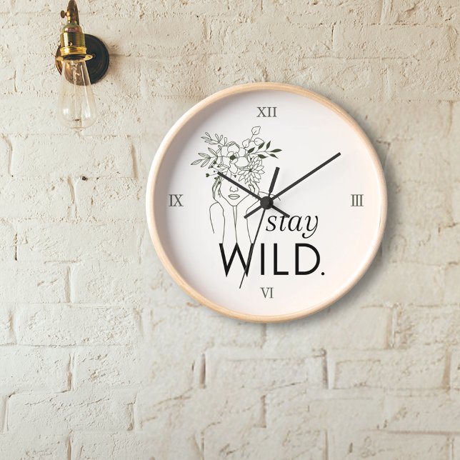 Horloge Restez à l'abri des chiffres romains Mur floral (Créateur téléchargé)
