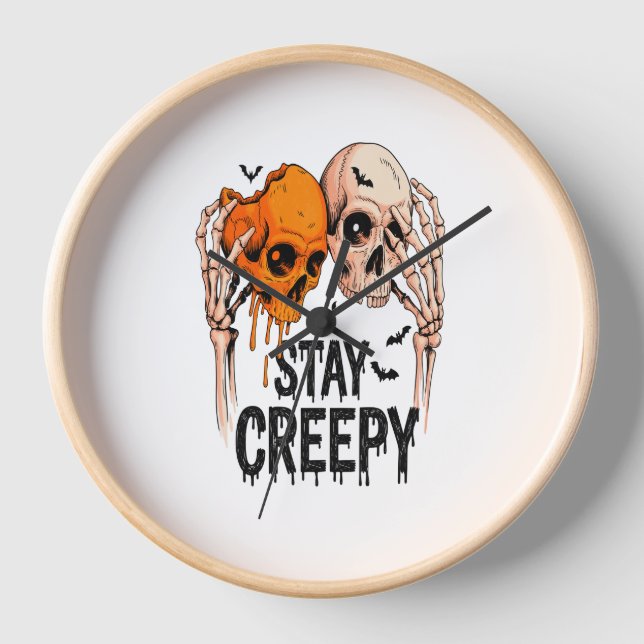 Horloge Restez Déplaisant PNG, Rétro Halloween crâne (Recto)