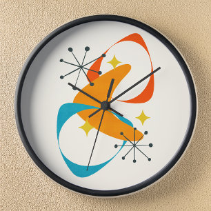 Horloge Rétro Abstrait Espace Atomique Milieu du Siècle 20