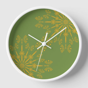 Horloge Retro Mandala Avocado en bois encadrée