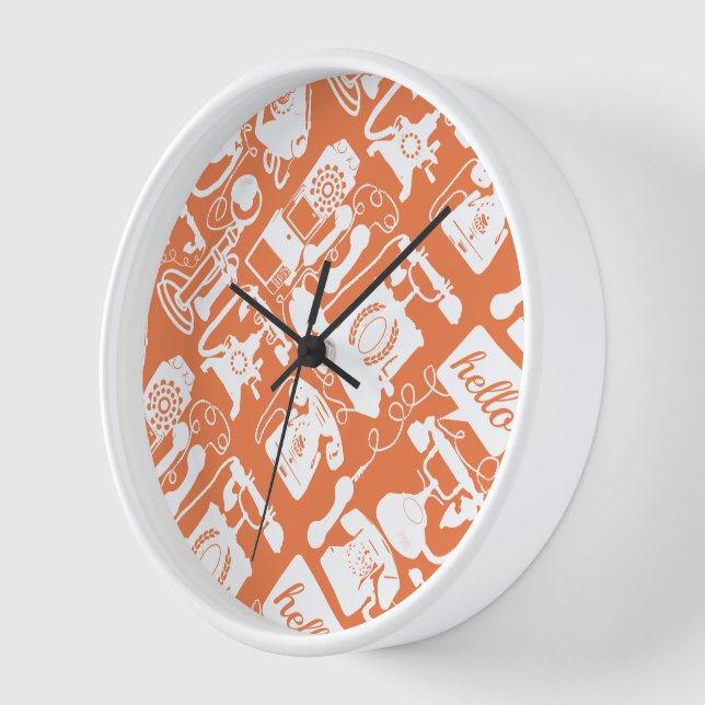 Horloge Retro Orange ou n'importe quel Motif téléphonique  (Angle)