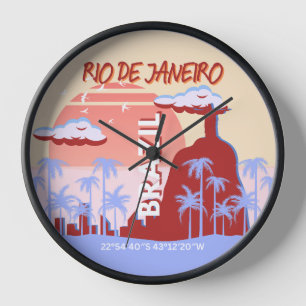 Horloge Rio de Janeiro Brésil Travel Art Retro Poster