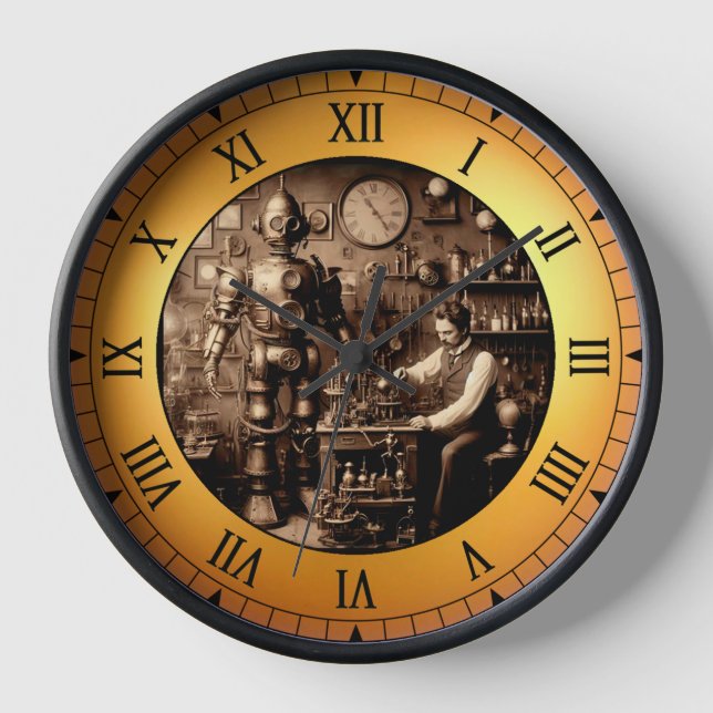 Horloge Robot mécanique Humanoïde Steampunk (Recto)