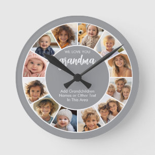 Horloge Ronde 12 Photo Funky Photo Collage - Nous t'aimons grand