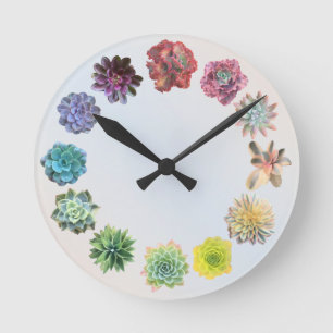 Horloge Ronde 12 Rainbow Succulent Mix