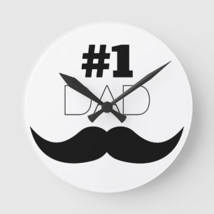 Horloge Ronde #1 Dad Black Mustache - Number One