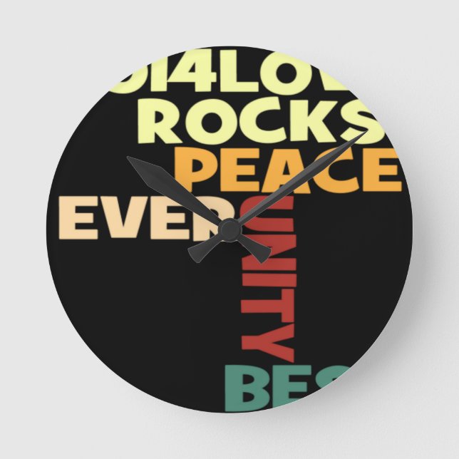 Horloge Ronde 2014 Love Rocks Peace Art Imprimer (Recto)