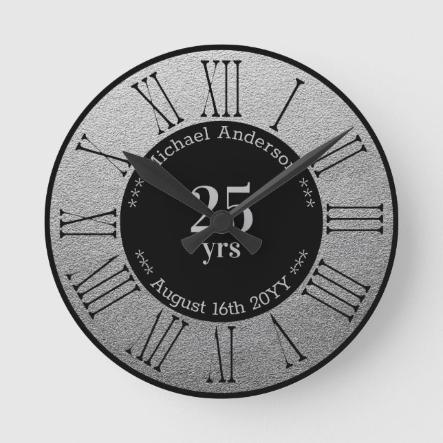Horloge Ronde 25 ans Cadeau personnalisé de retraite ou d'annive (Recto)