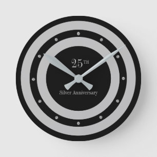 Horloge Ronde 25e Anniversaire Argent & Noir