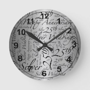Horloge Ronde 25e anniversaire Word Art Graphic