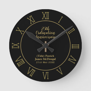 Horloge Ronde 25e Ordination Anniversaire Prêtre Cadeau Customis