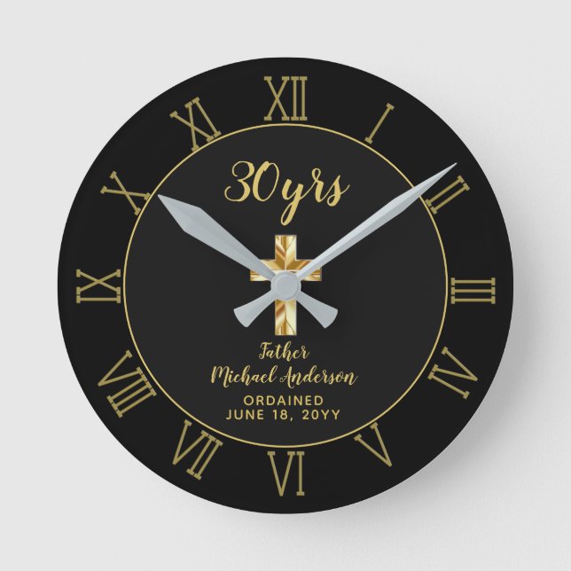 Horloge Ronde 30e anniversaire d'Ordination prêtre Clergé diacre (Recto)