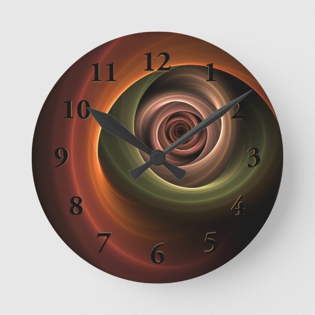 Horloge Ronde 3D Spirale Abstraite couleurs chaudes Art fractal  (Recto)