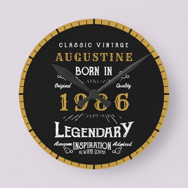 Horloge Ronde 40th Birthday Legend Born 1986 (Born 1986 legendary clock. Pastel background.)