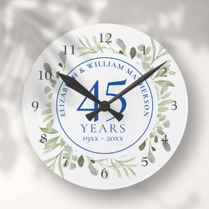 Horloge Ronde 45e 65e Anniversaire de Mariage Verdure