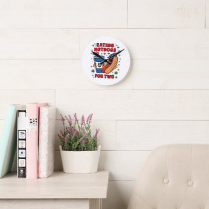 Horloge Ronde 4 juillet Mignons Hotdogs