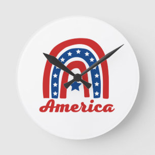 Horloge Ronde 4 juillet Rainbow américaine