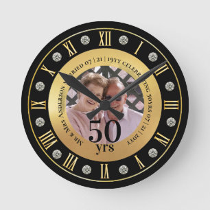 Horloge Ronde 50e Anniversaire de Mariage Cadeau PHOTO Jubilé d'