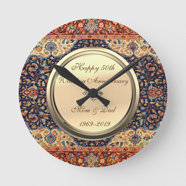 Horloge Ronde 50e anniversaire du Mariage Perse Carpet Diamond (Recto)