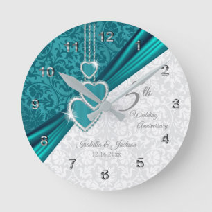 Horloge Ronde 5e anniversaire du Mariage turquoise Keepsaké