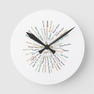 Horloge Ronde 63 Carte des parcs nationaux Cadeaux US Park Campi