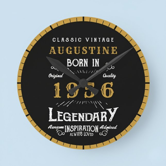 Horloge Ronde 70th Birthday Legend Born 1956 (Born 1956 birthday clock. Pastel background.)