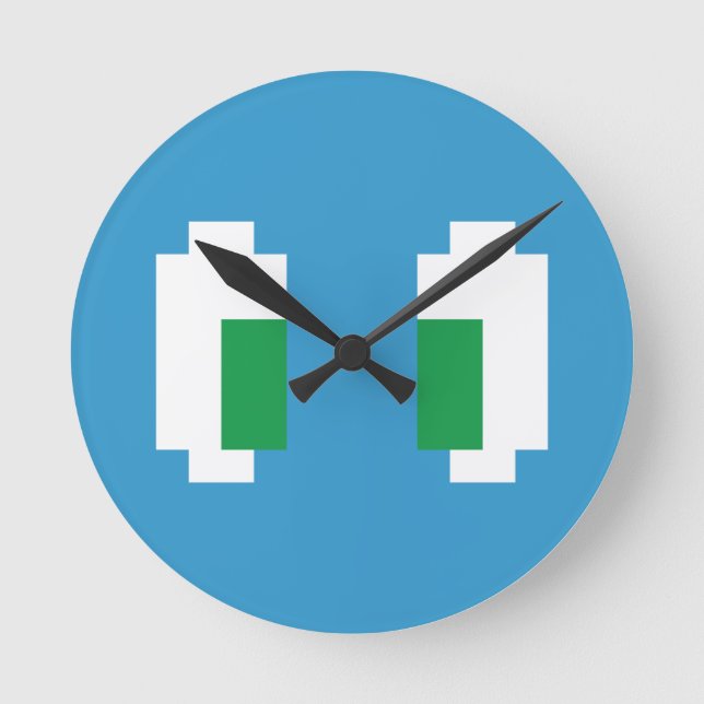 Horloge Ronde 8 Bits Pixel Manga Yeux verts (Recto)