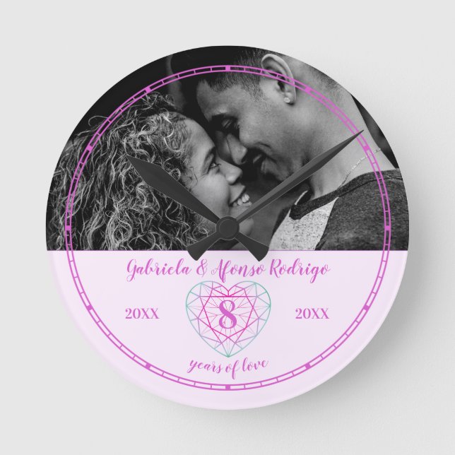 Horloge Ronde 8e tourmaline Mariage Anniversaire de coeur Jeu ro (Recto)