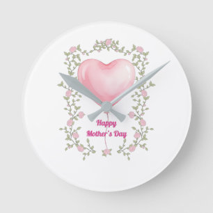 Horloge Ronde A beautiful andclock for Mother's Day- Pastel pink