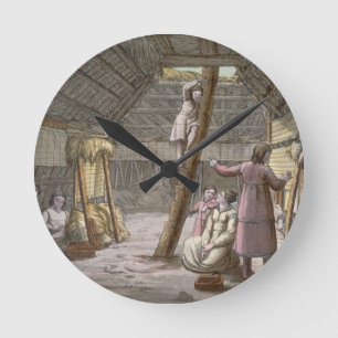 Horloge Ronde À l'intérieur d'une maison en Alaska (gravure de