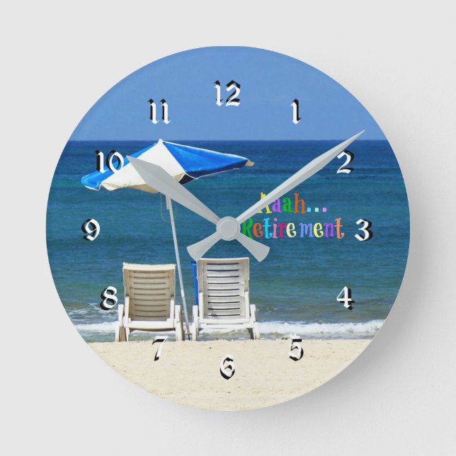 Horloge Ronde Aaah...retraite, détente à la plage (Recto)