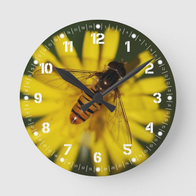 Horloge Ronde Abeille fraîche de miel sur la fleur dans la (Recto)