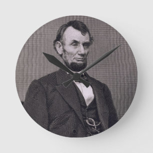 Horloge Ronde Abraham Lincoln, gravé d'une photographie va le